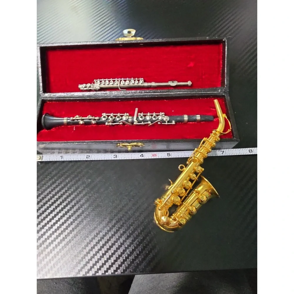 Vtg Mini Instruments 1 Saxophone, 1 Flute, 1 Clarinet. Case For Clarinet Only - Picture 2 of 6